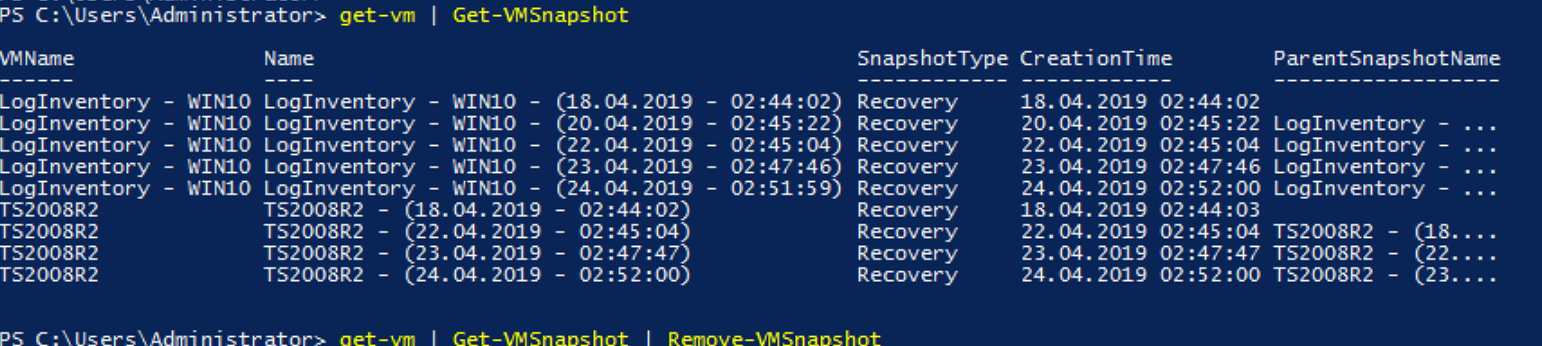 Hyper-V Backup Snapshot Checkpoints entfernen
