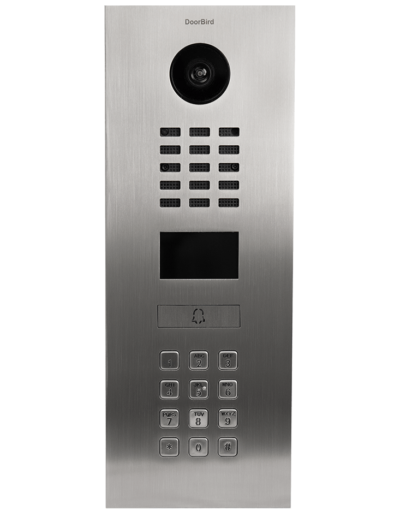 Türsprechanlage mit Kamera, Zahlenfeld und Fingerabdrucksensor