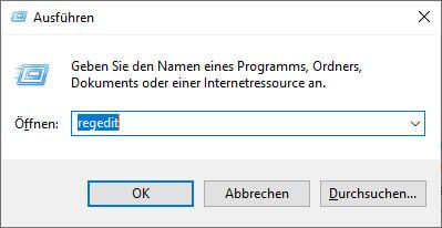 Registrierungseditor ausführen