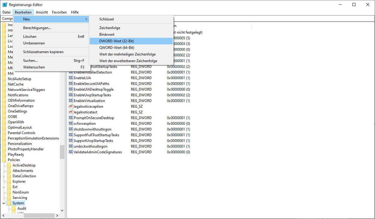 Windows Registry DWORD Wert (32-Bit) erstellen