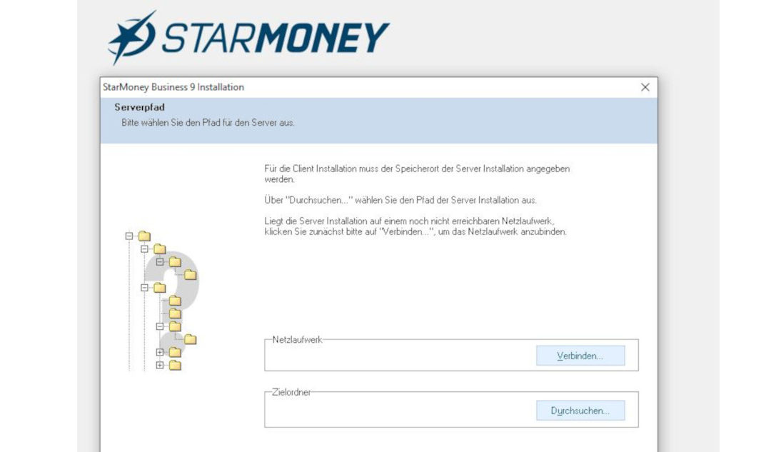 Client-Installation in StarMoney Business 8 oder höher: Netzlaufwerke können nicht ausgewählt werden