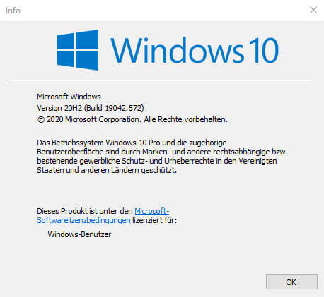 Aktuell installierte Windows Version