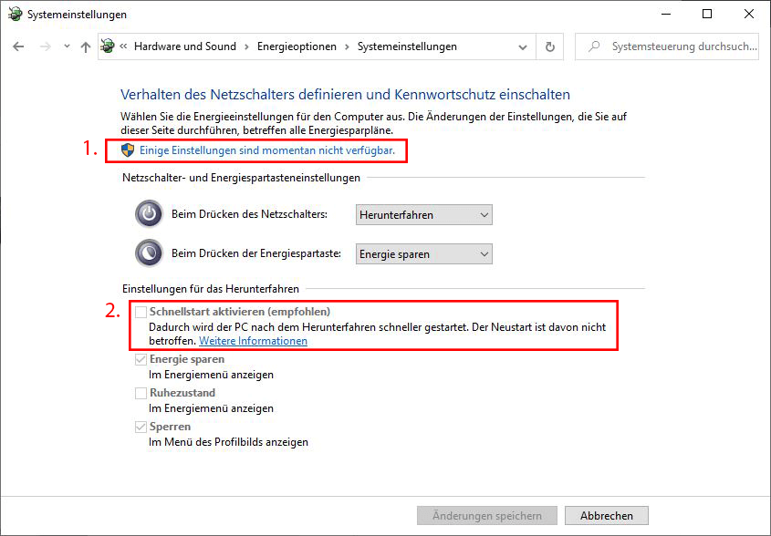 Windows: Herunterfahren per Netzschalter deaktivieren - CHIP