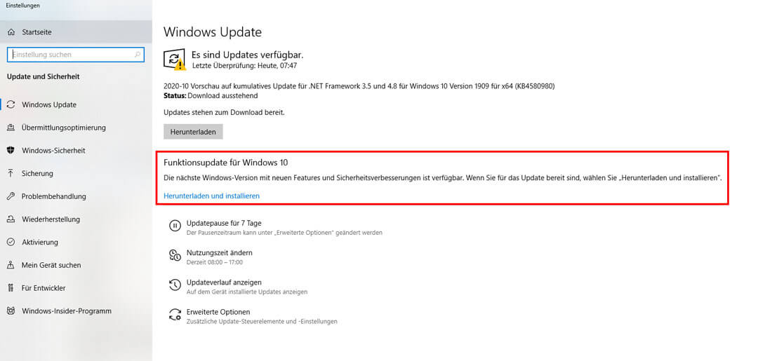 Windows 10 Update manuell heruterladen