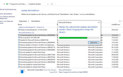 Probleme mit Windows Update KB5000802: Deinstallation empfohlen