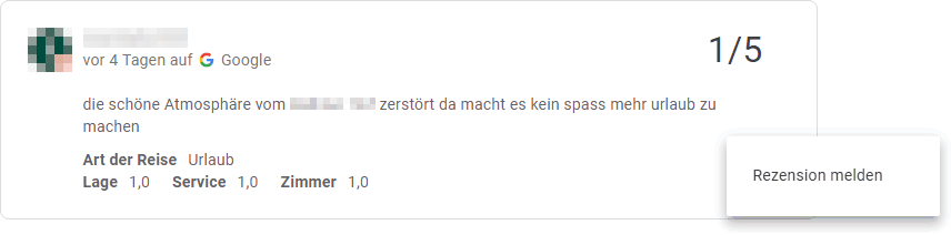 Ungerechtfertigte Rezension bei Google melden