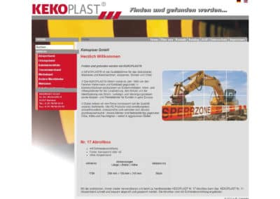 Screenshot der alten Startseite der Kekoplast GmbH